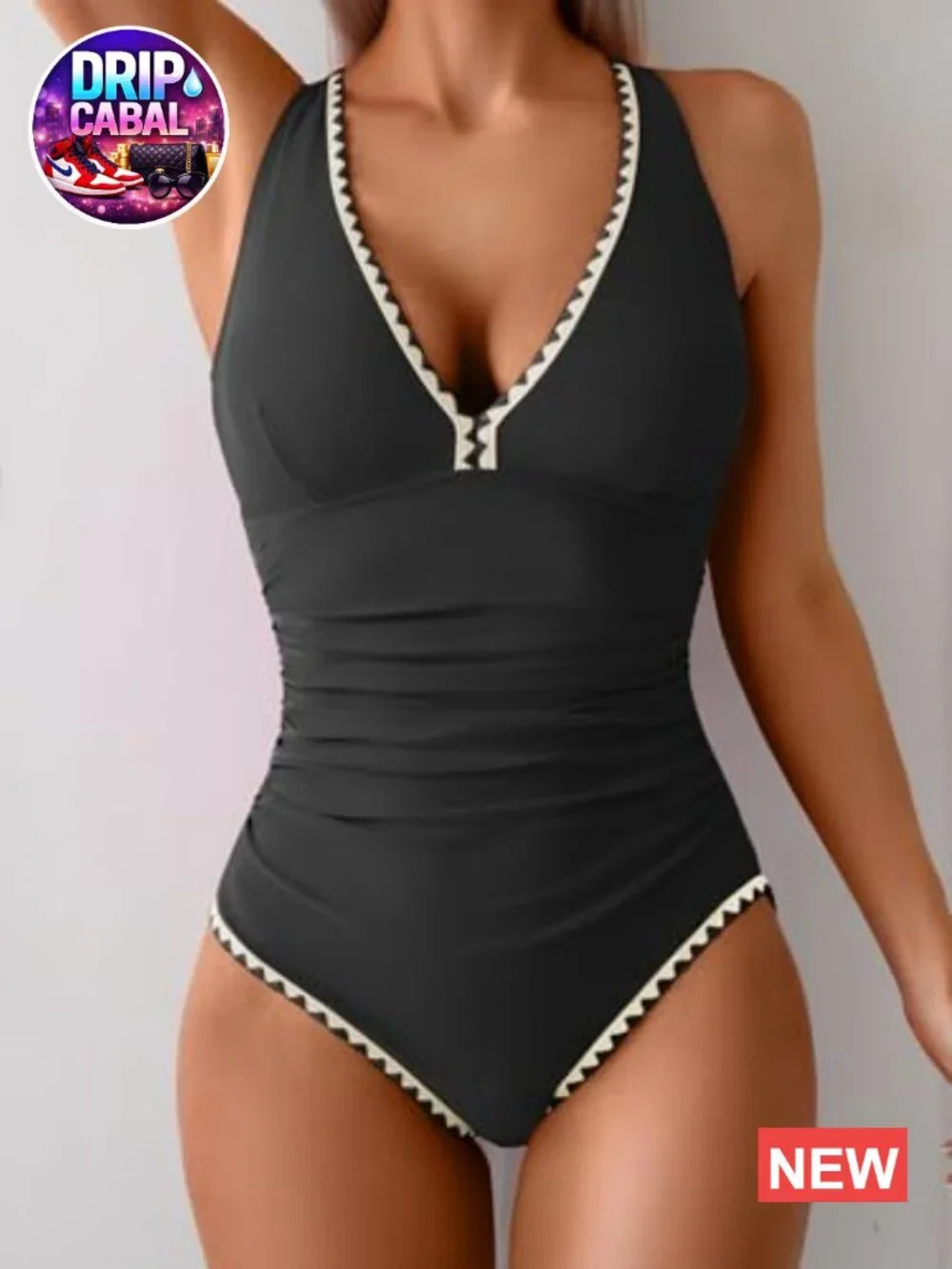 One Piece Swimsuit with Tummy Control Ruched Push Up Tie Back Shell Stitched